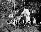 Group of surveyors at Sudbury, Ontario; the early GSC surveyors were an extraordinary group of scientists who suffered many hardships in their devotion to expanding understanding of the geology of Canada. Source: Horatio Needham Topley/Library and Archives Canada/PA-050940