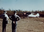 Activity at the Bitumount airstrip, ca. 1950<br/>Source: University of Alberta Archives