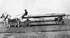 Section of pipe being transported to the Bow Island area, 1913; pipelines had been used in Alberta since the 1910s, but they were small in scale and used primarily for natural gas.