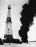 Leduc No. 1 blows in, February 13, 1947; years later, Vernon Hunter, in charge of the drilling operation for Imperial Oil, recalled that the well went off "just like an atomic bomb."