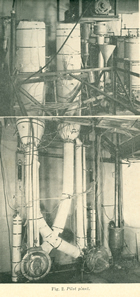 Fluidized solids pilot plant in the Ottawa laboratory of the National Research Council, 1951<br/>Source: University of Alberta Library, Proceedings: Athabasa Oil Sands Conference, September 1951, p. 209