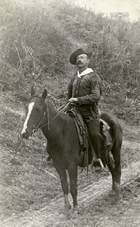 Alfred von Hammerstein on horseback, ca. 1900; von Hammerstein looks every bit the picture of European nobility, but some scholars today believe that the idea of his being a count was just another bit of self-promotion. Source: Glenbow Archives, PA-3920-1