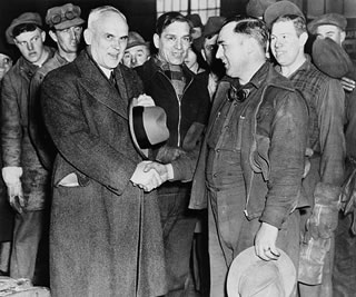 During the Second World War, the Government of Canada establishes the Department of Munitions and Supply under the control of Minister C. D. Howe. Howe and his ministry, which oversees all aspects of Canada’s wartime production, deem oil to be a strategic wartime commodity. <br />Source: Library and Archives Canada, C-019382