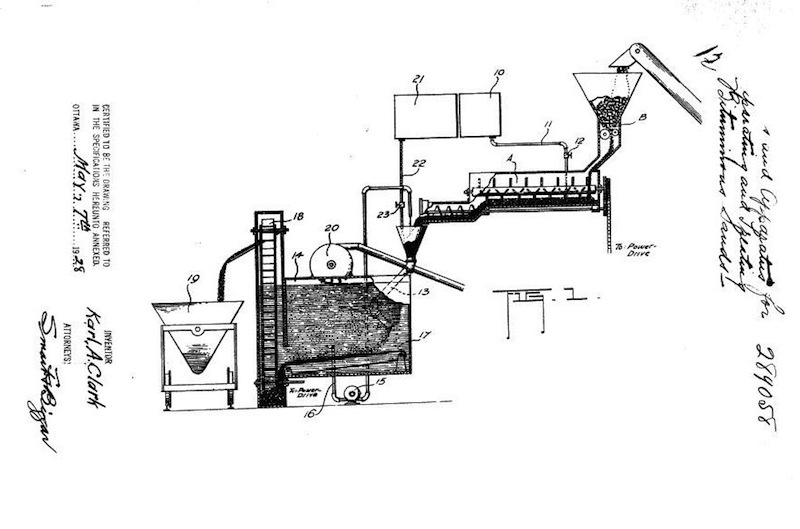 Karl Clark’s Patent 289058, from 1929<br/>Source: Canadian Intellectual Property Office, Clark 289058