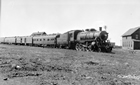 A coal-fired steam train traveling through the province as demand for Alberta’s industrial steam coal was increasing, early 1940s 