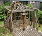 Reconstructed Roman water wheel, Aldersgate, England Source: Iridescenti/Wikimedia Commons/Public Domain