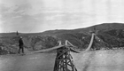 Suspension bridge at Ghost construction site, 1928 Source: Glenbow Archives, NA-3078-29