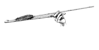 Diagram of an atlatl (spear-thrower)<br/>Source: Courtesy of Head-Smashed-In Buffalo Jump