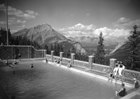 Upper Hot Springs pool and view of Bow Valley, Banff National Park, ca. 1935 Source: Whyte Museum WMCR-V263/NA-3562