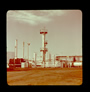 Fractionating tower (centre), Alberta Government Oil Sands Project site, 1949<br/>Source: University of Alberta Archives, 91-137-082