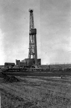 Ponoka-Calmar No. 1 oil well, 1951; following the runaway success of Imperial Oil’s Leduc No. 1, other companies began to drill in the general vicinity of what quickly become recognized as a massive oil reserve.