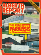The lead story of the August 7, 1981, edition of Alberta Report magazine is about the collapse of Edmonton’s research and industrial real estate market. The summary provided by  the issue’s Table of Contents reads: "The sprawling oil service industrial district of southeast Edmonton, which seven years ago was the source of an explosive real estate boom, now suffers a paralysis that leaves many buildings half empty. Reason: the National Energy Program."