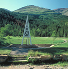 The monument at the First Oil Well in Western Canada National Historic Site of Canada in Waterton Lakes National Park.