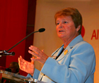Gro Harlem Brundtland addressing the Congress of Norwegian Labour Party in 2007. A former Prime Minster of Norway (1990-1996) and Director-General of the World Health Organization (1998-2003), Brundltand chaired the World Commission on Economic Development. Known in shorthand as the "Brundtland Report," the Commission’s final report introduced the concept of "sustainable development," meaning that economic development should not occur at the expense of the world-wide quality of life or the health and well-being of future generations.