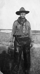 John George "Kootenai" Brown, ca. 1900; Kootenai Brown was a trader, explorer, guide and rancher in what would become southwestern Alberta and southeastern British Columbia. He was one of the first to see commercial value in the oil seeps in the Waterton Lakes region. He informed Canadian geologists of these resources and harvested the oil himself and sold it as a lubricant to area ranchers. Later in his life, Brown became concerned about development and settlement in the region and successfully petitioned for the area to be protected as a reserve and later as a National Park.