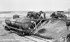 Oil from the Wainwright oil field being shipped by rail, 1920s; Wainwright was on the Canadian National Railways main line. CN Rail was both a shipper and a consumer of oil from both the Wainwright and the Lloydminster fields.