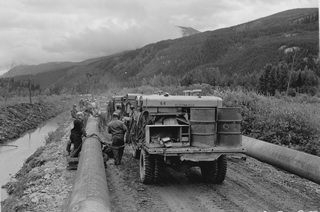 Laying the Trans Mountain Pipeline through Jasper National Park and the Yellowhead Pass, 1952. Source: Provincial Archives of Alberta, A8495