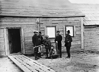 George Mercer Dawson (standing centre) and his survey party, 1879. Source: Glenbow Archives, NA-302-7