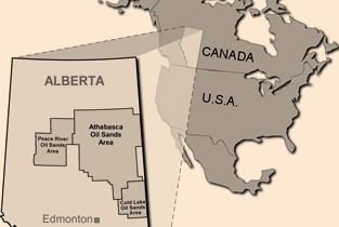 The oil sands are located in northeastern Alberta