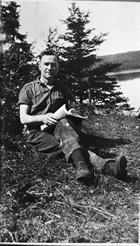 Robert Fitzsimmons relaxing on the banks of the Athabasca River, early 1920s. Source: Provincial Archives of Alberta, A3358