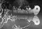 Voyageurs en route from Montreal to Fort William in a birchbark canoe. Source: Glenbow Archives, NB-40-65