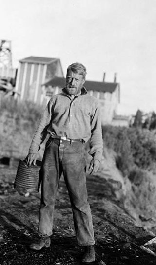 Sidney Ells at Clearwater River tar sands plant, August 1931. Source: Canada. Dept. of Mines and Technical Surveys/Library and Archives Canada, PA-014454