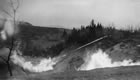 This gully became known locally as Hell’s Half Acre due to the flaring of gas, 1926. Flaring at Turner Valley was started by Calgary Petroleum Products and was continued by future operators of the plant. <br />Source: Glenbow Archives, NA-1716-5