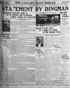 The front page of <em>The Calgary Daily Herald</em> of May 15, 1914, informed the public of the discovery at the Dingman No. 1 well in Turner Valley. <br />Source: Glenbow Archives, NA-3055-39a