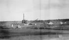 The compression plant under construction at the Royalite Plant, ca. 1921; under Royalite’s management, operations at the Turner Valley plant became increasingly modern and sophisticated. The compression plant pressurized gas for transmission through pipelines. <br />Source: Glenbow Archives, PA-3501-76