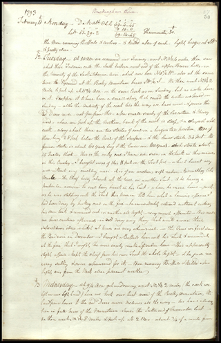First record of coal in Alberta, Peter Fidler’s Journey page