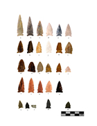 By the second and third centuries CE, the bow and arrow was widely used in present-day Alberta. These arrow points come from the Avonlea complex, which emerged approximately 1,400 years ago.<br/>Source: Historical Resources Management Branch, Archaeological Survey