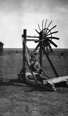 Wind powered butter churn, Howard Flickinger farm, Skiff, Alberta, 1915 Source: Glenbow Archives NA-5147-1