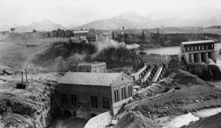 Calgary Power’s power house at Horseshoe Falls on the Bow River, ca. 1912<br/>Source: Glenbow Archives NA-3544-28