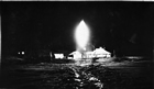 Pelican Settlement, Alberta, ca. 1912; in its second attempt to locate oil in the Athabasca region, the Geological Survey of Canada contracted a well at Pelican Rapids, which punctured a gas reservoir and then blew wild for twenty-one years, wasting 240,693 cu m (8,500,000 cu. ft.) daily. The driller, A. W. Fraser, recalled that "the roar of the gas could be heard for three miles or more." Source: Provincial Archives of Alberta, A450