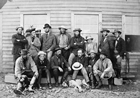 Canadian International Boundary Commission Staff, 1872; at 8,891 km (5,525,mi.) the Canada-United States border is the longest, continuous international boundary in the world. Since 1908, marking and maintaining an effective boundary has been the collaborative responsibility of the International Boundary Commission, a bilateral treaty organization jointly funded by Canada and the United States. Mercer stands in the back row, third from the right.  Source: Glenbow Archives, NA-249-1