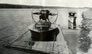 Fitzsimmons’s motor launch, the <em>Golden Slipper</em>, right, moored at Bitumount, n.d.<br/>Source: Provincial Archives of Alberta, PR1971.0356.409a.25