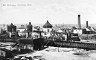 Imperial Oil Company refinery at Petrolia, Ontario, ca. 1890; although many Lambton County oil companies failed following the initial boom, the Imperial Oil Company, founded in 1880, grew from its humble Ontario beginnings to become one of the largest international oil companies.