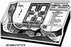 A proposed plan for the townsite of Devon, Alberta; Devon was a company town, purpose-designed by Imperial Oil to provide for their workers in the Leduc oil field. The townsite would provide all of the necessary services and facilities, homes, schools, a hospital, a theatre, a recreational centre, business district, and water and sewage facilities. Note the proposed locations for future oil wells within the town limits.