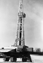 An oil rig at Westward Ho, 1958; the discovery at Westward Ho was one of the more significant finds during the 1950s.