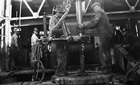 The drilling platform of the Leduc No. 1 rig, January or February, 1947.