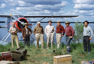 A seismic crew unloads supplies in the Rainbow/Zama region, 1950. Source: Glenbow Archives, S-236-46