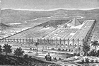 An artistic rendering of the ancient city of Babylon; Greek historian Herodotus wrote that oil from nearby springs was used in the construction of the walls and buildings of the ancient city.