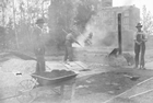 Initially, the focus of Karl Clark’s work was on the potential of the oil sands as a paving material. Tests were made on the University of Alberta campus, as here, near Old St. Stephen’s College in 1926. Source: University of Alberta Archives.
