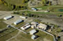 Aerial view of the two-storey sulfur plant and attached power plant to the left, n.d. <br />Source: Alberta Culture and Tourism, AB070914315