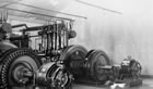 Equipment inside the scrubbing plant at Turner Valley, ca. 1929-1930; the scrubbing plant built by Royalite at the Turner Valley gas plant site was the first of its type in Canada. The equipment removes dangerous hydrogen sulfide from the gas. <br />Source: Glenbow Archives, NA-2570-12