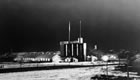 As seen in this nighttime view of Royalite’s compressor house (at left) and scrubbing plant (centre), the gas plant at Turner Valley operated twenty-four hours a day, ca. 1929. <br />Source: Glenbow Archives, NA-2570-16