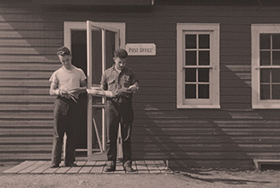 Picking up mail from the post office