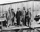 Crew at first gas well, Bow Island, Alberta, 1909; Coste stands in centre. Source: Glenbow Archives, PA-3648-1