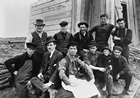 Crew at Viking No. 2 Well, ca. 1917-1919; Frosty is second from left in back row. Source: Glenbow Archives, NA-1072-18