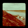 Boat and barge docked at the Alberta Government Oil Sands Project landing, n.d.<br/>Source: University of Alberta Archives, 91-137-022